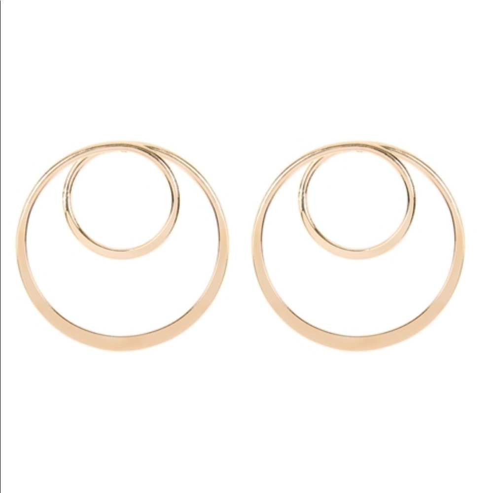 Riah Fashion Double Hoop Earrings Gold